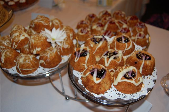 Maple Timbale with apple blueberry and cherry fillings